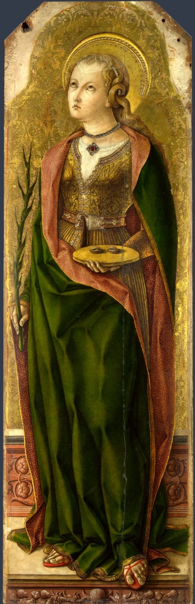 Santa Lucía. El altar central de San Domenico en Ascoli. Fragmento.
