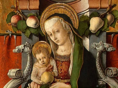 Santa María y el Niño entronizados con un donante. Fragmento