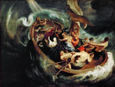 Santa Walburga y el milagro de la salvación en una tormenta.