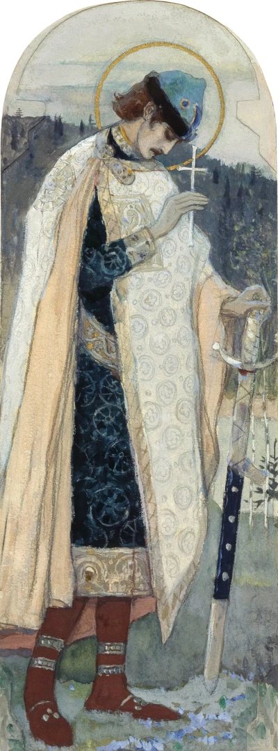 Santo Príncipe Boris. Esbozo de la pintura de la catedral de Vladimir en Kiev.