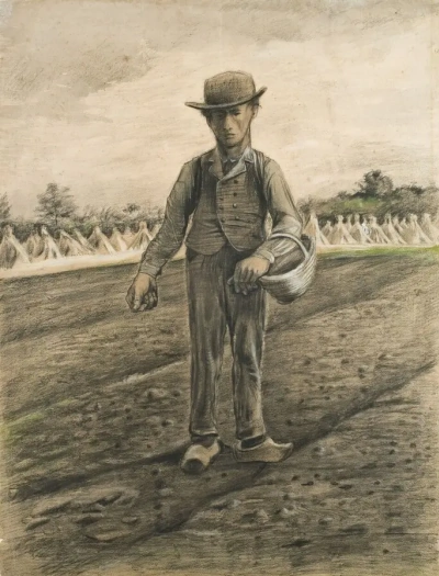 Sembrador con una cesta.