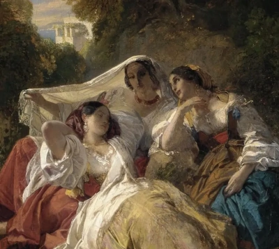 Siesta (Three girls in the shade of the trees)