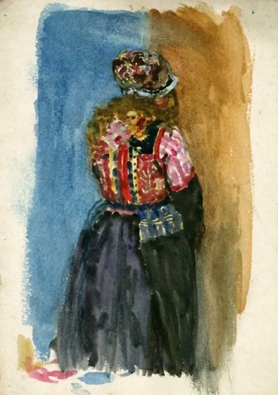 Sketch of a Girl in Traditional Dutch Costume (Marken)