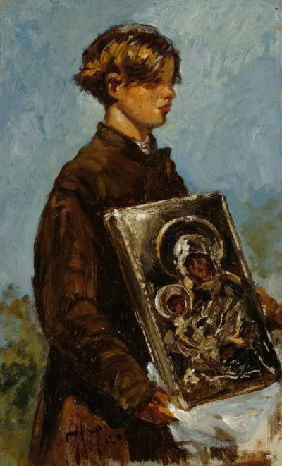 The Boy Carrying the Icon. Sketch.