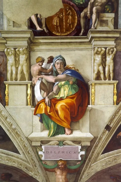 The Delphic Sibyl. Fragment of the Sistine Chapel ceiling painting.