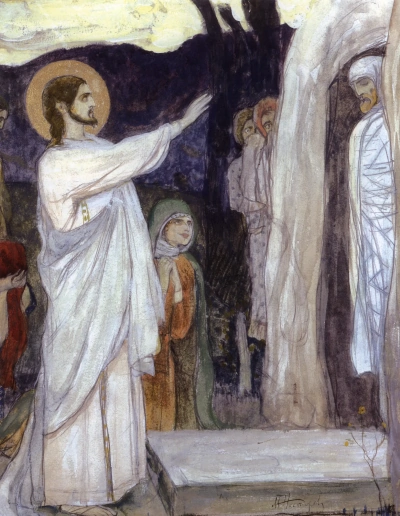 The Raising of Lazarus. Sketch of the north wall of the church of St. Alexander Nevsky in Abastumani