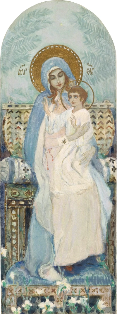 The Virgin and Child. Sketch of the iconostasis mural of the Cathedral of Saint Sophia in Kiev