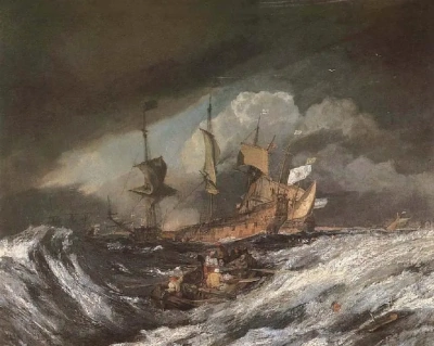 The ships turn in the dock of the Dutch warships in 1665