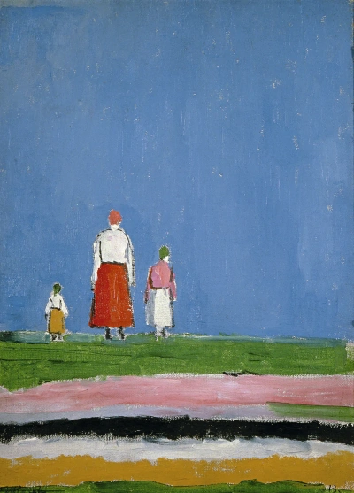 Tres figuras en el campo