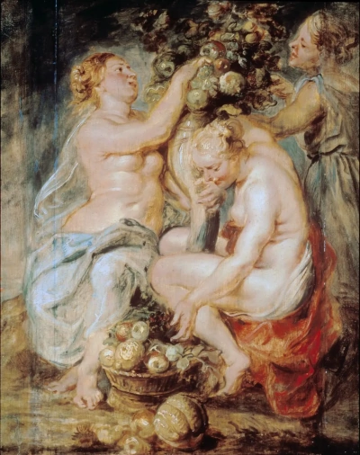 Tres ninfas con cornucopia.