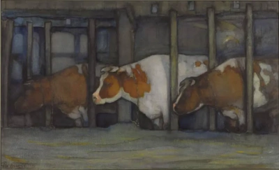 Tres vacas en el corral.