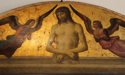 Tríptico de la Virgen María. Fragmento. Cristo y los ángeles.
