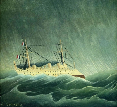 Un barco en una tormenta