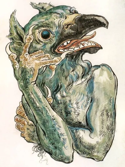 Un demonio con cabeza de pájaro. Proyecto para la Iglesia de Santa María.