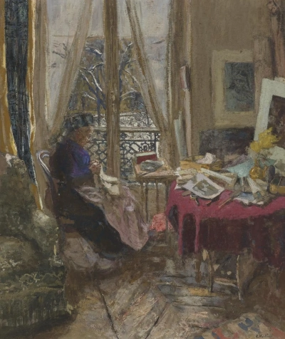 Un día de invierno. Madame vyuyar junto a la ventana