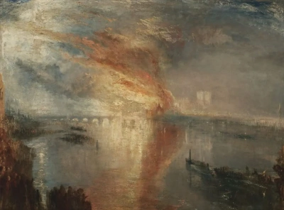 Un incendio en las Casas del Parlamento el 16 de octubre de 1834