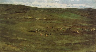 Una manada de caballos en la estepa de Babinskoe