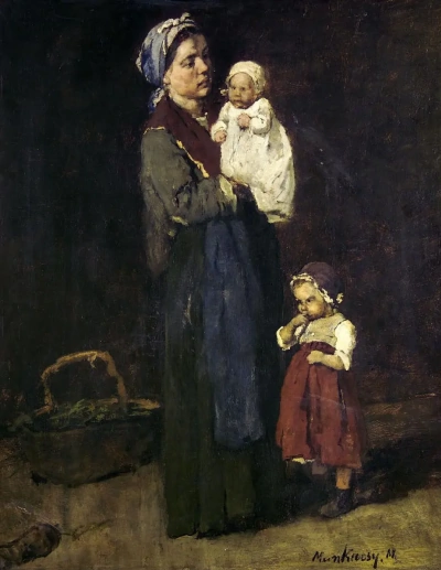 Una mujer con niños. Un boceto para la pintura "la casa de empeños".
