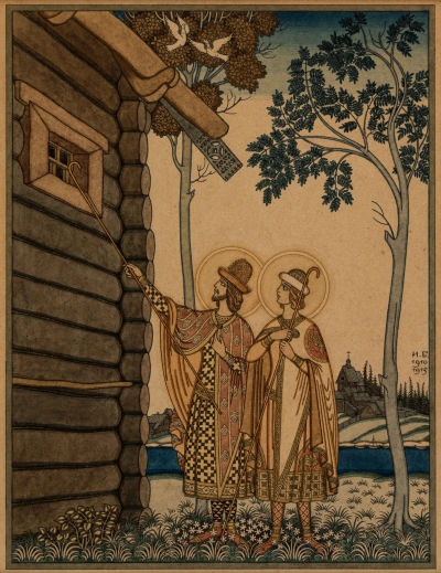 Vagabundos bajo la ventana de Ilya (Santos Boris y Gleb)