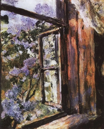 Ventana abierta. Lila.