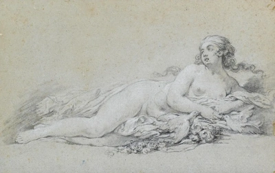 Venus acostada con dos palomas