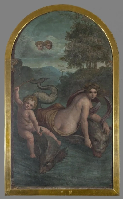 Venus y Cupido en los delfines