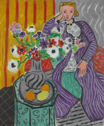 Vestido púrpura y anémonas