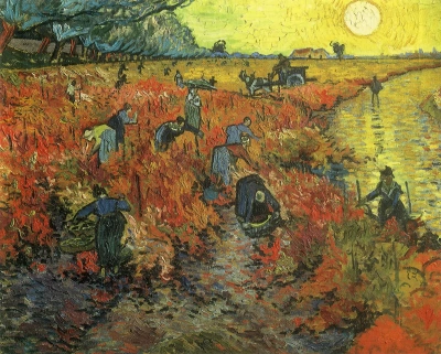 Viñedos rojos en Arles