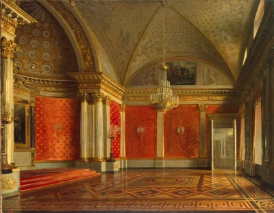 Vista del Salón de Petrovsky (Pequeño Trono) en el Palacio de Invierno.