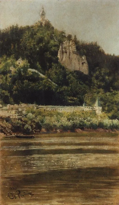 Vista del monasterio Svyatogorsk Uspensky en el río Seversky Donets.