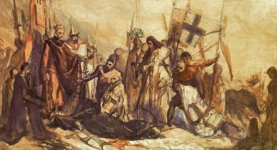 Vladislav Jagiello en el campo de batalla en Grunwald