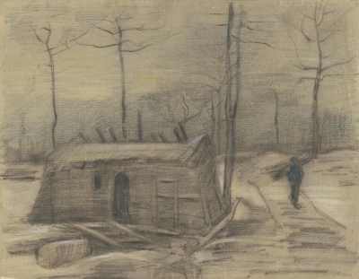 Winter Landscape with a Hut and a Figure.