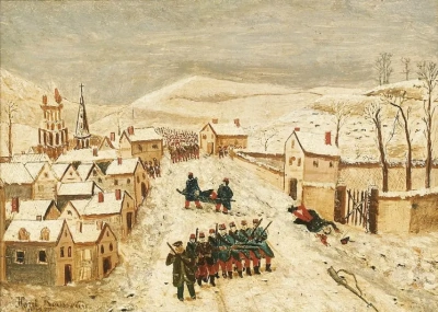 Winter Landscape with a Military Scene.
